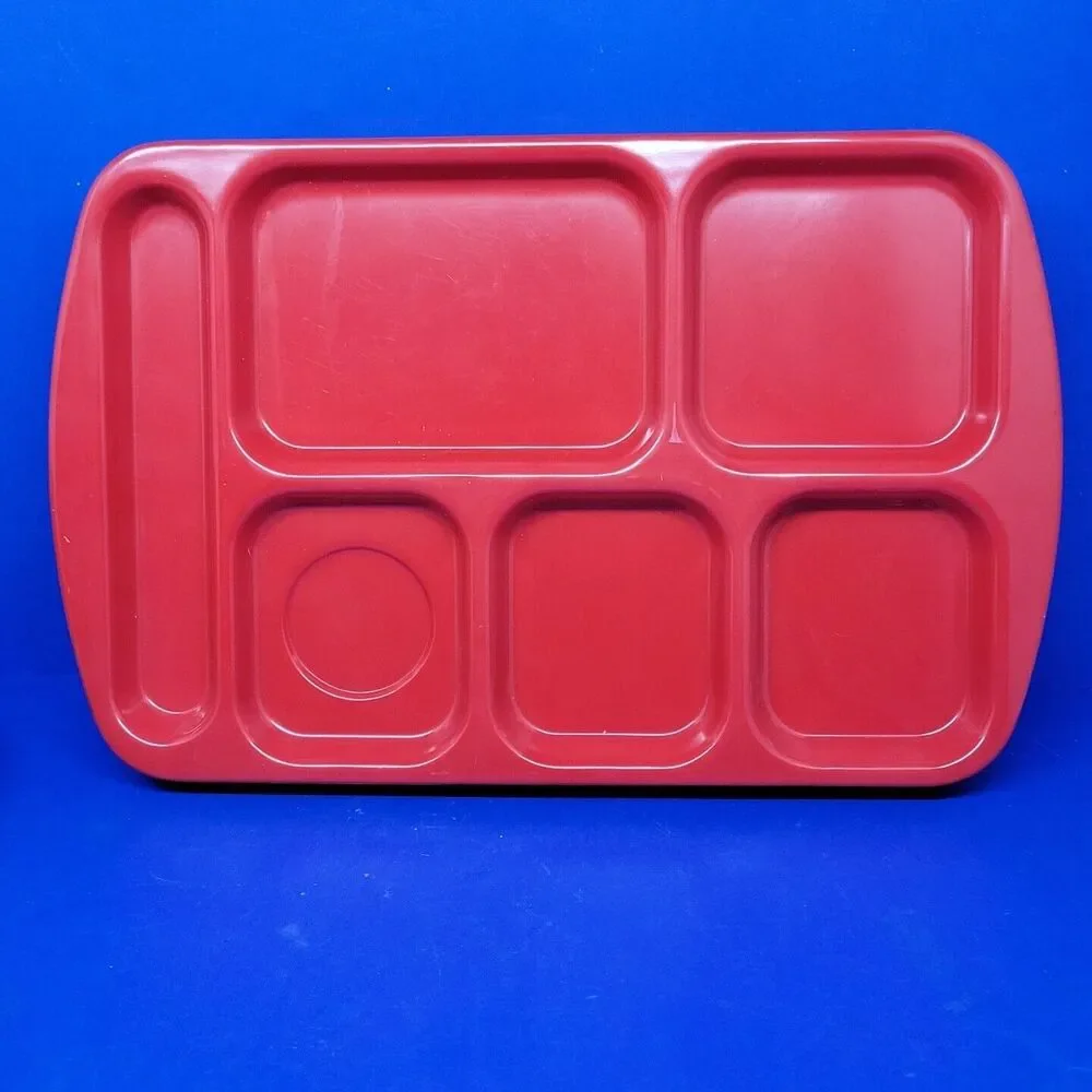 G.E.T. Enterprises TR-151 6 Compartment Cafeteria Trays Red Bundle of 6